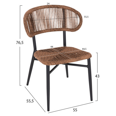 ΚΑΡΕΚΛΑ ΕΞΩΤ.ΧΩΡΟΥ EULO HM6049.03 ΑΛΟΥΜΙΝΙΟ ΣΕ ΑΝΘΡΑΚΙ-ΣΥΝΘΕΤΙΚΟ RATTAN ΓΚΡΙ 49x60x78Υεκ.