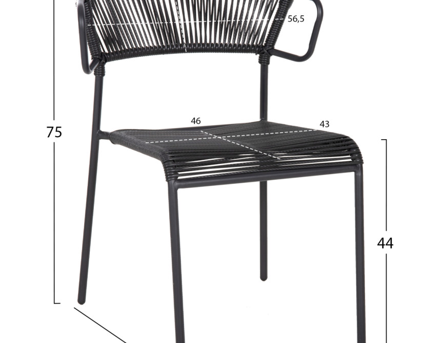 ΚΑΡΕΚΛΑ SUKI HM6053.02 ΜΕΤΑΛΛO KAI ΣΥΝΘΕΤΙΚΟ RATTAN ΣΕ ΜΑΥΡΟ 54x62x80Υεκ
