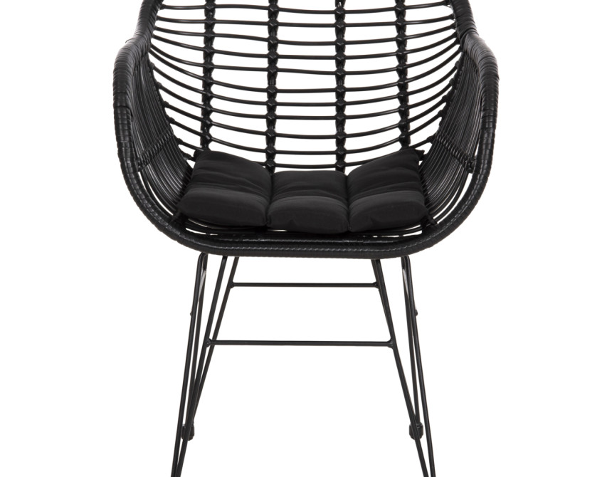 ΠΟΛΥΘΡΟΝΑ ΜΕ ΜΑΞΙΛΑΡΙ ΜΕΤΑΛΛΙΚΗ ALLEGRA HM5450.32 ΜΕ WICKER ΜΑΥΡΟ 58x59x82Υεκ.