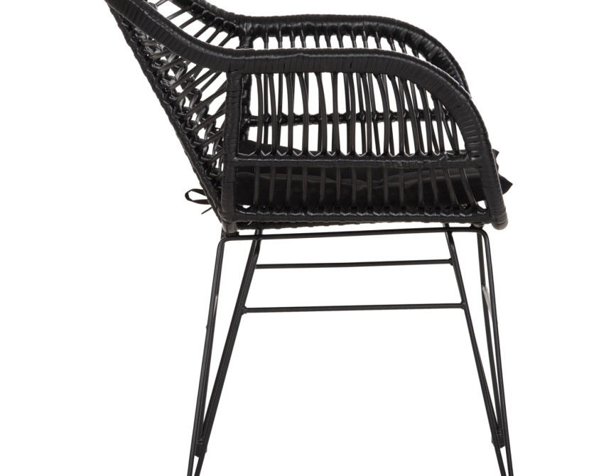 ΠΟΛΥΘΡΟΝΑ ΜΕ ΜΑΞΙΛΑΡΙ ΜΕΤΑΛΛΙΚΗ ALLEGRA HM5450.32 ΜΕ WICKER ΜΑΥΡΟ 58x59x82Υεκ.