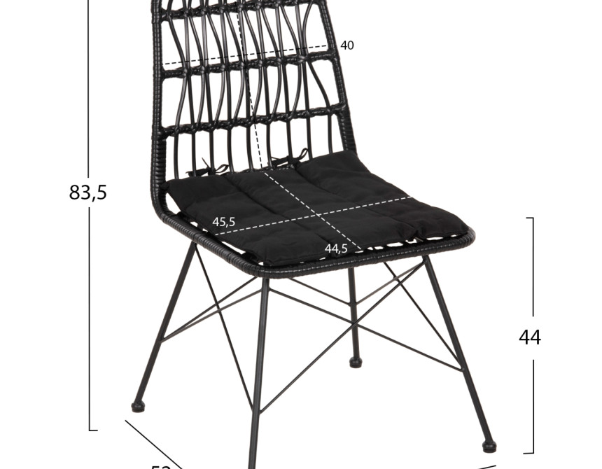 ΚΑΡΕΚΛΑ ΕΞ.ΧΩΡΟΥ ALLEGRA HM5453.12 ΜΕΤΑΛΛΟ-ΜΑΞΙΛΑΡΙ-WICKER ΜΑΥΡΟ 52x52x83,5Yεκ.
