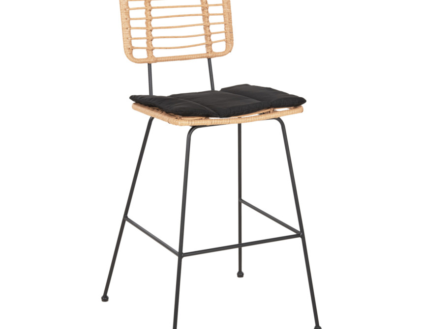 ΣΚΑΜΠΟ ΜΠΑΡ ALLEGRA HM5455.11 ΜΕΤΑΛΛΟ&ΜΑΞΙΛΑΡΙ ΜΑΥΡΟ-WICKER ΜΠΕΖ 56x59x116,5Υεκ.