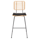 ΣΚΑΜΠΟ ΜΠΑΡ ALLEGRA HM5455.11 ΜΕΤΑΛΛΟ&ΜΑΞΙΛΑΡΙ ΜΑΥΡΟ-WICKER ΜΠΕΖ 56x59x116,5Υεκ.
