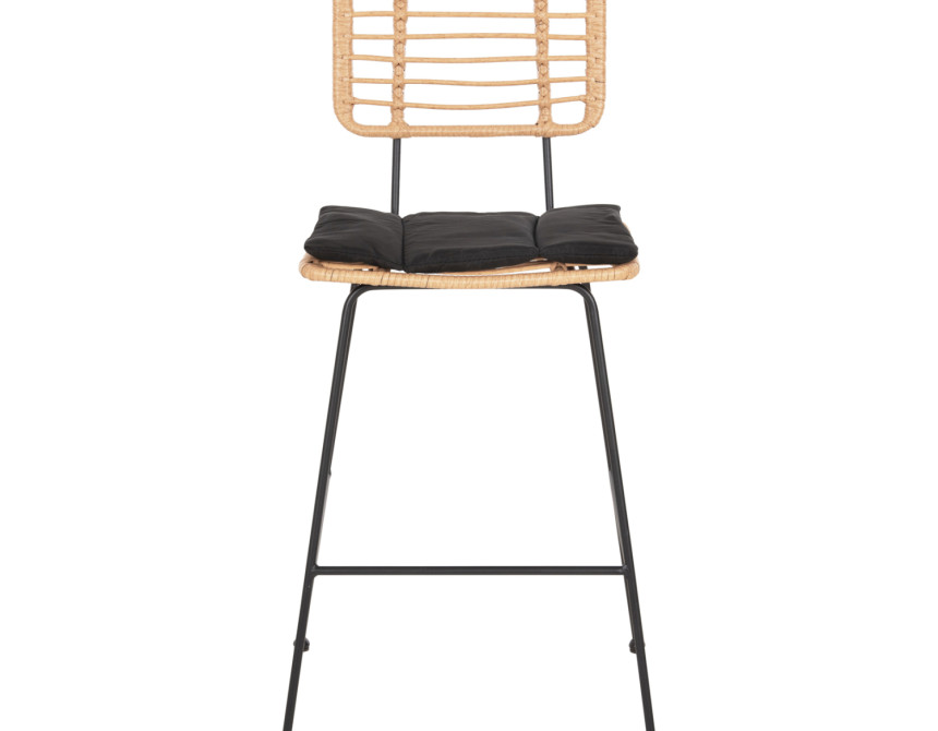 ΣΚΑΜΠΟ ΜΠΑΡ ALLEGRA HM5455.11 ΜΕΤΑΛΛΟ&ΜΑΞΙΛΑΡΙ ΜΑΥΡΟ-WICKER ΜΠΕΖ 56x59x116,5Υεκ.