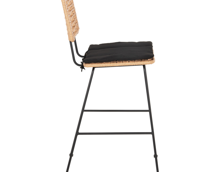 ΣΚΑΜΠΟ ΜΠΑΡ ALLEGRA HM5455.11 ΜΕΤΑΛΛΟ&ΜΑΞΙΛΑΡΙ ΜΑΥΡΟ-WICKER ΜΠΕΖ 56x59x116,5Υεκ.