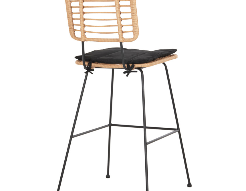 ΣΚΑΜΠΟ ΜΠΑΡ ALLEGRA HM5455.11 ΜΕΤΑΛΛΟ&ΜΑΞΙΛΑΡΙ ΜΑΥΡΟ-WICKER ΜΠΕΖ 56x59x116,5Υεκ.