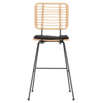 ΣΚΑΜΠΟ ΜΠΑΡ ALLEGRA HM5455.11 ΜΕΤΑΛΛΟ&ΜΑΞΙΛΑΡΙ ΜΑΥΡΟ-WICKER ΜΠΕΖ 56x59x116,5Υεκ.