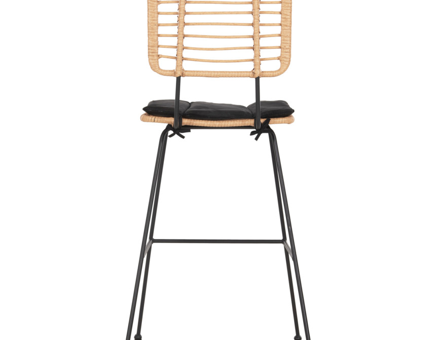 ΣΚΑΜΠΟ ΜΠΑΡ ALLEGRA HM5455.11 ΜΕΤΑΛΛΟ&ΜΑΞΙΛΑΡΙ ΜΑΥΡΟ-WICKER ΜΠΕΖ 56x59x116,5Υεκ.