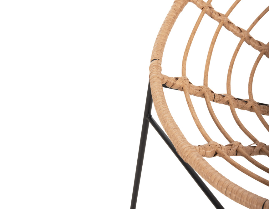 ΠΟΛΥΘΡΟΝΑ ΤΥΠΟΥ ΦΩΛΙΑ ΜΕΤΑΛΛΙΚΗ ALLEGRA HM5458.11 ΜΕ WICKER ΜΠΕΖ 73x78x88Υεκ.