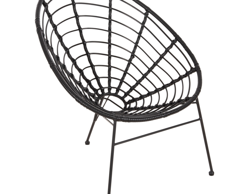ΠΟΛΥΘΡΟΝΑ ΤΥΠΟΥ ΦΩΛΙΑ ΜΕΤΑΛΛΙΚΗ ALLEGRA HM5458.12 ΜΕ WICKER-ΜΑΥΡΟ 73x78x88Υεκ.