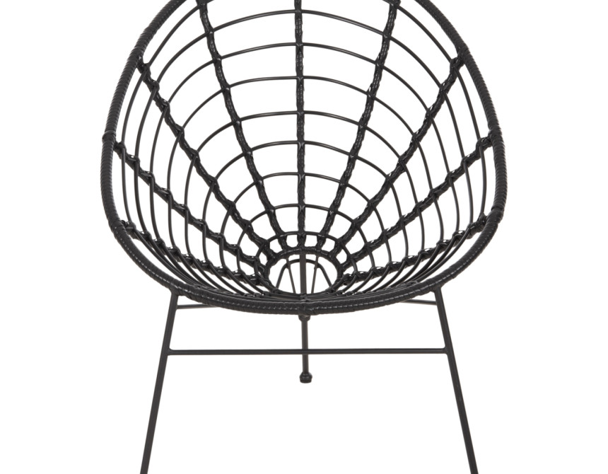 ΠΟΛΥΘΡΟΝΑ ΤΥΠΟΥ ΦΩΛΙΑ ΜΕΤΑΛΛΙΚΗ ALLEGRA HM5458.12 ΜΕ WICKER-ΜΑΥΡΟ 73x78x88Υεκ.