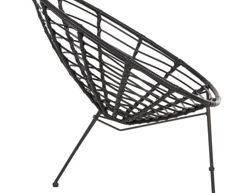 ΠΟΛΥΘΡΟΝΑ ΤΥΠΟΥ ΦΩΛΙΑ ΜΕΤΑΛΛΙΚΗ ALLEGRA HM5458.12 ΜΕ WICKER-ΜΑΥΡΟ 73x78x88Υεκ.