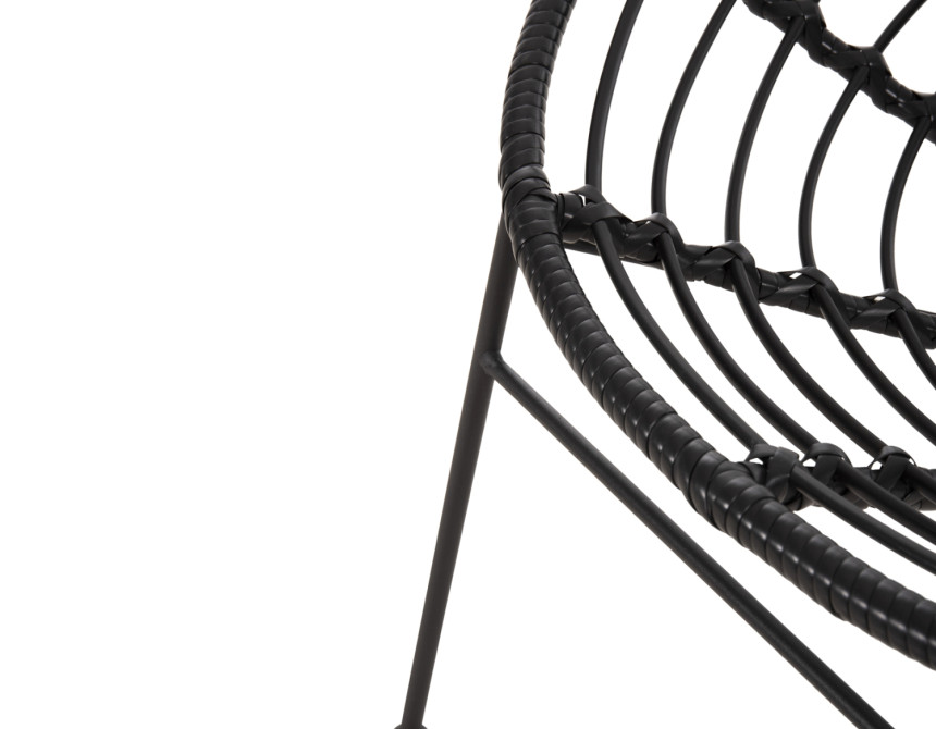 ΠΟΛΥΘΡΟΝΑ ΤΥΠΟΥ ΦΩΛΙΑ ΜΕΤΑΛΛΙΚΗ ALLEGRA HM5458.12 ΜΕ WICKER-ΜΑΥΡΟ 73x78x88Υεκ.