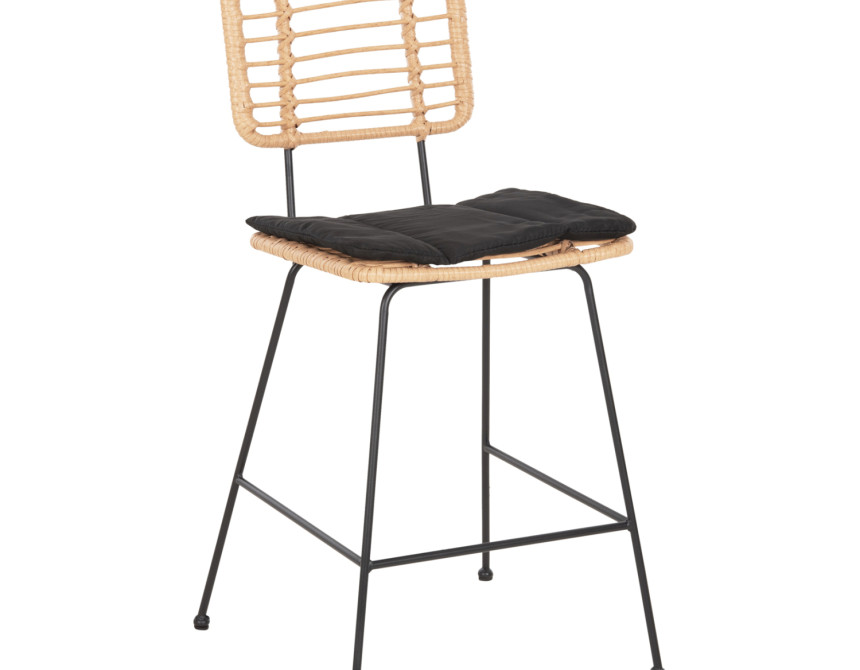 ΣΚΑΜΠΟ ΜΕΣ.ΥΨΟΥΣ ALLEGRA HM5644.11 ΜΕΤΑΛΛΟ&ΜΑΞΙΛΑΡΙ ΜΑΥΡΟ-WICKER ΜΠΕΖ 53x56x107Υεκ.