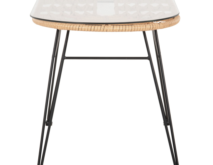 ΤΡΑΠΕΖΙ ΟΒΑΛ ΧΑΜΗΛΟ ALLEGRA HM5695.11 ΜΠΕΖ WICKER-ΜΑΥΡΟ ΜΕΤΑΛΛΟ 100x45x51,5Υεκ.