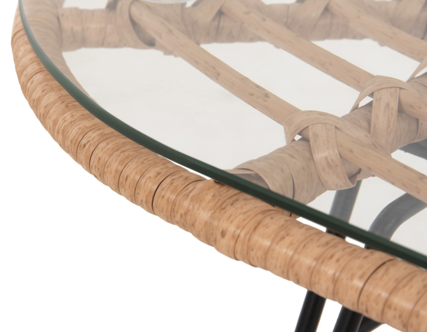 ΤΡΑΠΕΖΙ ΟΒΑΛ ΧΑΜΗΛΟ ALLEGRA HM5695.11 ΜΠΕΖ WICKER-ΜΑΥΡΟ ΜΕΤΑΛΛΟ 100x45x51,5Υεκ.