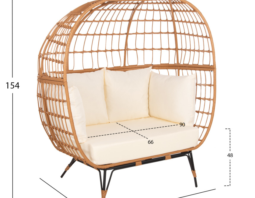ΠΟΛΥΘΡΟΝΑ ΦΩΛΙΑ MIAMI 2 ΑΤΟΜΩΝ ΤΥΠΟΥ RATTAN HM5870.11 132.5x90x154Υεκ