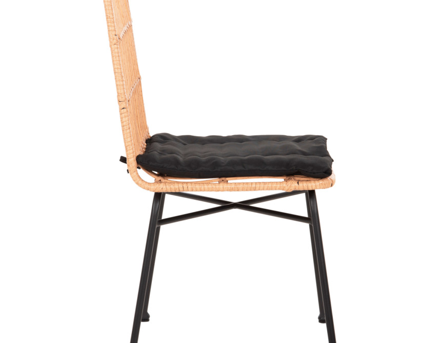 ΚΑΡΕΚΛΑ ALLEGRA HM5705.11 ΜΑΥΡΗ ΜΕΤΑΛΛΙΚΗ ΜΕ ΜΑΞΙΛΑΡΙ-WICKER ΜΠΕΖ 46,5x50x85Υεκ.