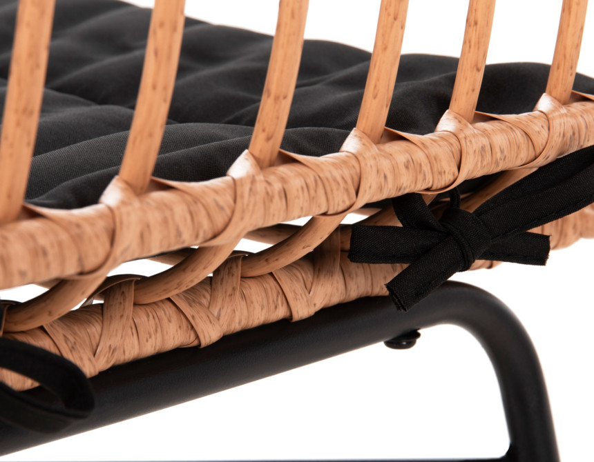 ΚΑΡΕΚΛΑ ALLEGRA HM5705.11 ΜΑΥΡΗ ΜΕΤΑΛΛΙΚΗ ΜΕ ΜΑΞΙΛΑΡΙ-WICKER ΜΠΕΖ 46,5x50x85Υεκ.