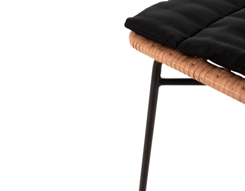 ΚΑΡΕΚΛΑ ALLEGRA HM5705.11 ΜΑΥΡΗ ΜΕΤΑΛΛΙΚΗ ΜΕ ΜΑΞΙΛΑΡΙ-WICKER ΜΠΕΖ 46,5x50x85Υεκ.