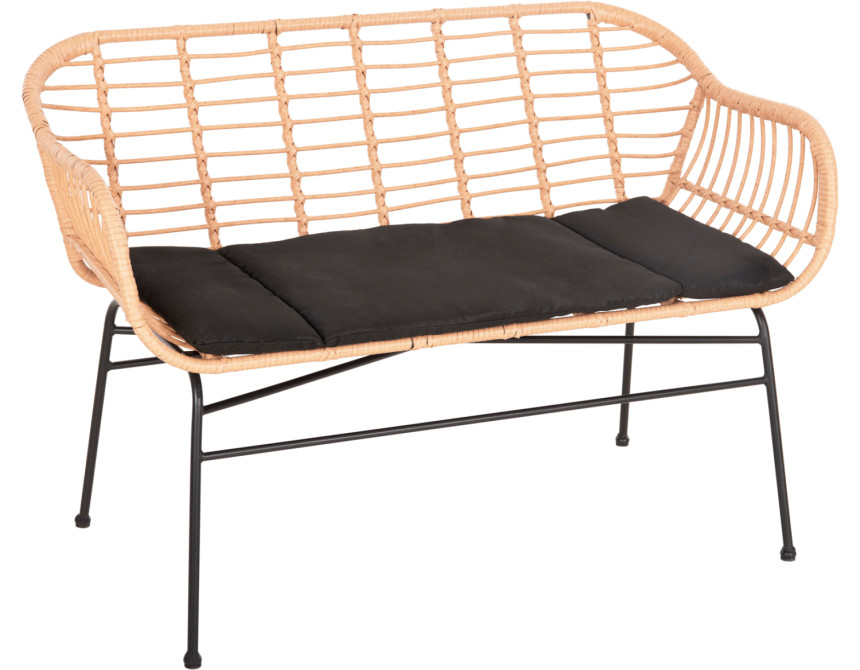 ΚΑΝΑΠΕΣ ALLEGRA HM6077 ΜΑΥΡΟ ΜΕΤΑΛΛΟ-ΜΠΕΖ ΣΥΝΘ.RATTAN 120x62x80Υεκ.
