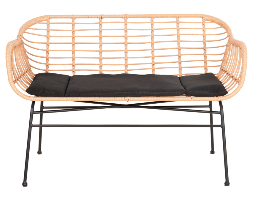 ΚΑΝΑΠΕΣ ALLEGRA HM6077 ΜΑΥΡΟ ΜΕΤΑΛΛΟ-ΜΠΕΖ ΣΥΝΘ.RATTAN 120x62x80Υεκ.