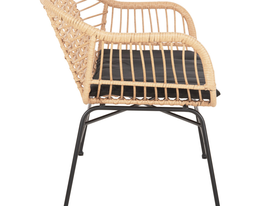 ΚΑΝΑΠΕΣ ALLEGRA HM6077 ΜΑΥΡΟ ΜΕΤΑΛΛΟ-ΜΠΕΖ ΣΥΝΘ.RATTAN 120x62x80Υεκ.