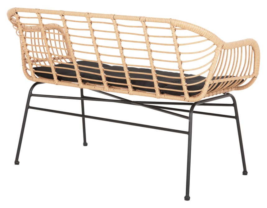 ΚΑΝΑΠΕΣ ALLEGRA HM6077 ΜΑΥΡΟ ΜΕΤΑΛΛΟ-ΜΠΕΖ ΣΥΝΘ.RATTAN 120x62x80Υεκ.