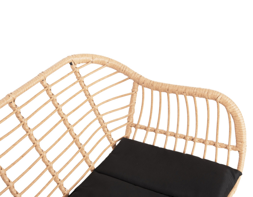 ΚΑΝΑΠΕΣ ALLEGRA HM6077 ΜΑΥΡΟ ΜΕΤΑΛΛΟ-ΜΠΕΖ ΣΥΝΘ.RATTAN 120x62x80Υεκ.