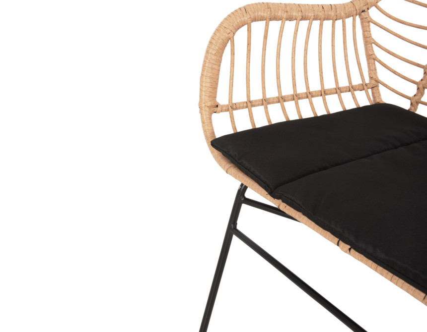 ΚΑΝΑΠΕΣ ALLEGRA HM6077 ΜΑΥΡΟ ΜΕΤΑΛΛΟ-ΜΠΕΖ ΣΥΝΘ.RATTAN 120x62x80Υεκ.