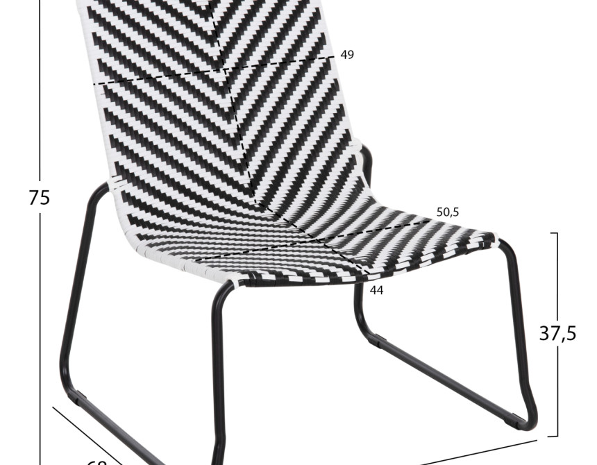 ΜΕΤΑΛΛΙΚΗ ΚΑΡΕΚΛΑ PONY HM6082 ΜΑΥΡΟ & ΑΣΠΡΟ ΣΥΝΘ.RATTAN 66x68x75Υεκ.