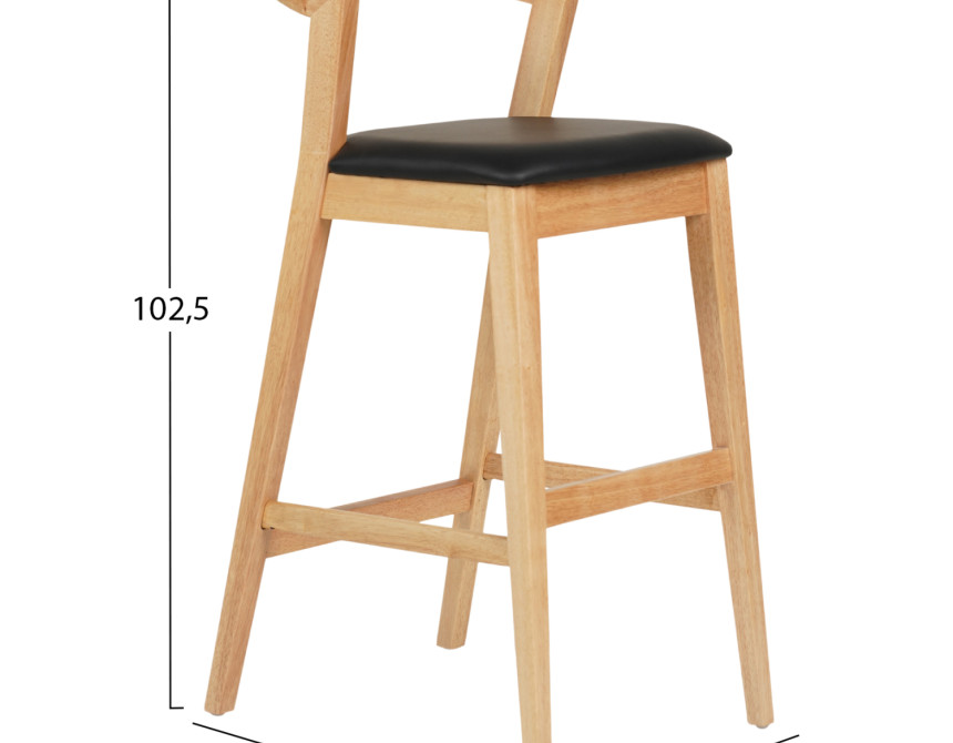 ΣΚΑΜΠΟ ΜΠΑΡ NAMI HM9952.01 RUBBERWOOD ΣΕ ΟΑΚ-ΜΑΥΡΟ PU 47,5x59x102,5Υεκ.