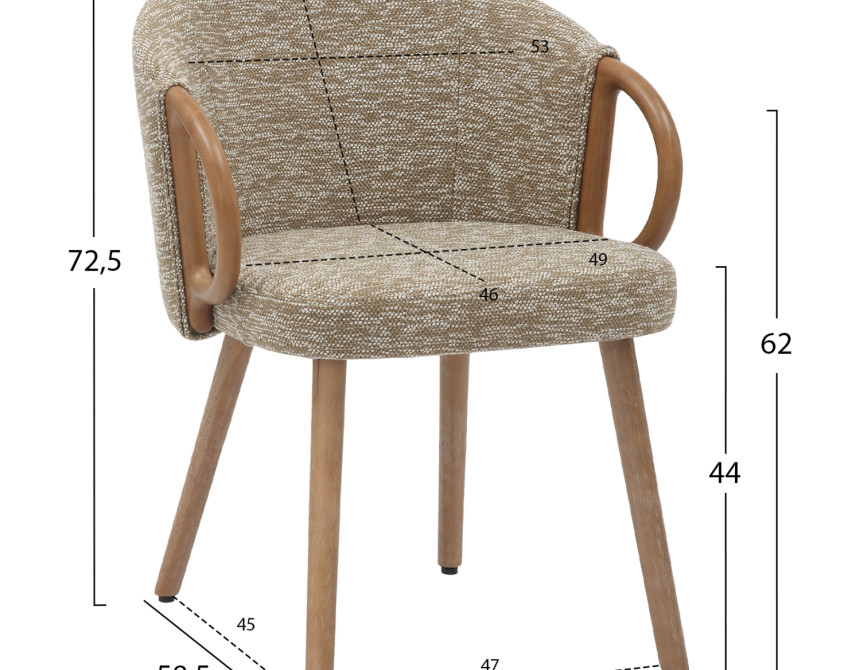 ΚΑΡΕΚΛΑ ΤΡΑΠΕΖΑΡΙΑΣ RIG HM9979.01 WHITE WASH ΞΥΛΟ ΟΞΙΑΣ-ΜΠΕΖ ΥΦΑΣΜΑ 59x58,5x72,5Υεκ.