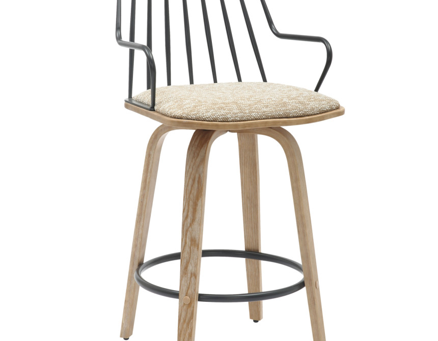 ΣΚΑΜΠΟ ΜΠΑΡ JUDI HM9985.01 WHITE WASH Κ.Π.-ΜΑΥΡΟ ΜΕΤΑΛΛΟ-ΜΠΕΖ ΥΦΑΣΜΑ 48x52x92Υεκ