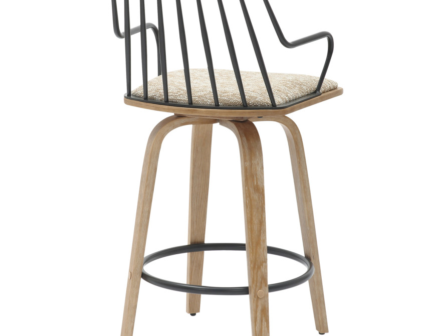 ΣΚΑΜΠΟ ΜΠΑΡ JUDI HM9985.01 WHITE WASH Κ.Π.-ΜΑΥΡΟ ΜΕΤΑΛΛΟ-ΜΠΕΖ ΥΦΑΣΜΑ 48x52x92Υεκ