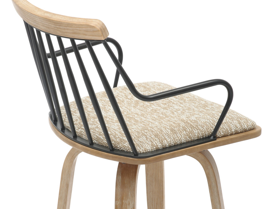 ΣΚΑΜΠΟ ΜΠΑΡ JUDI HM9985.01 WHITE WASH Κ.Π.-ΜΑΥΡΟ ΜΕΤΑΛΛΟ-ΜΠΕΖ ΥΦΑΣΜΑ 48x52x92Υεκ