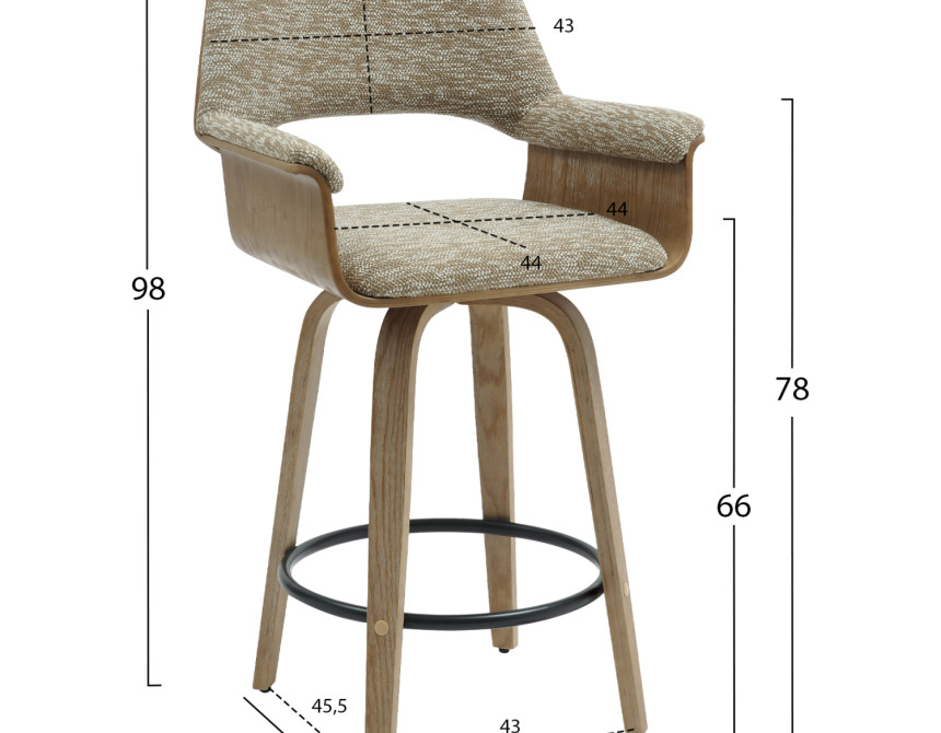 ΣΚΑΜΠΟ ΜΠΑΡ ΜΕΣ.ΥΨΟΥΣ CLIPP HM9987.01 WHITEWASH Κ.Π. ΞΥΛΟ-ΜΠΕΖ ΥΦΑΣΜΑ 57,5x53x98Υεκ