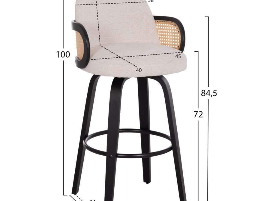 ΣΚΑΜΠΟ ΜΠΑΡ ΠΕΡΙΣΤΡΕΦΟΜΕΝΟ BECKER HM18251.02 PLYWOOD ΜΑΥΡΟ--ΕΚΡΟΥ ΥΦΑΣΜΑ 50x52x100Υ