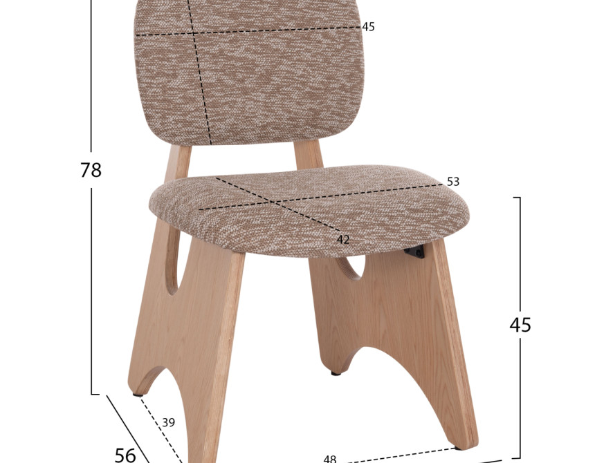 ΚΑΡΕΚΛΑ ΤΡΑΠΕΖΑΡΙΑΣ BELLISI HM18248.01 ΚΑΦΕ ΥΦΑΣΜΑ-PLYWOOD ΧΡΩΜΑ ΔΡΥΟΣ 53x56x78Υεκ.