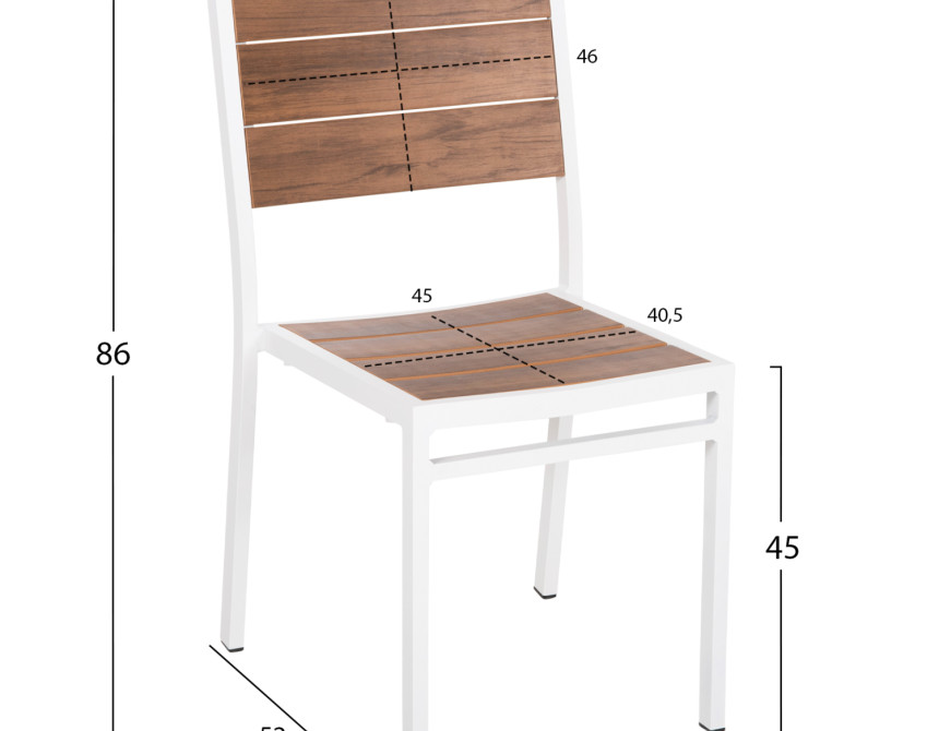 ΚΑΡΕΚΛΑ ΑΛΟΥΜΙΝΙΟΥ SAGA HM6063.01 ΛΕΥΚΗ ΜΕ POLYWOOD 46x52x86Υεκ.