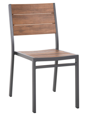 ΚΑΡΕΚΛΑ ΑΛΟΥΜΙΝΙΟΥ SAGA HM6063.02 ΣΚΟΥΡΟ ΓΚΡΙ ΜΕ POLYWOOD 46x52x86Υεκ.