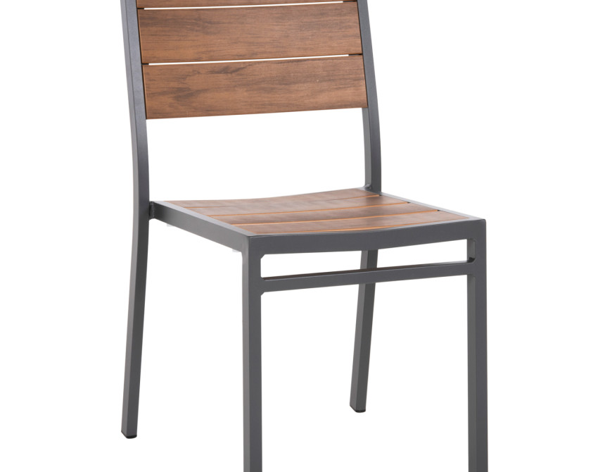 ΚΑΡΕΚΛΑ ΑΛΟΥΜΙΝΙΟΥ SAGA HM6063.02 ΣΚΟΥΡΟ ΓΚΡΙ ΜΕ POLYWOOD 46x52x86Υεκ.