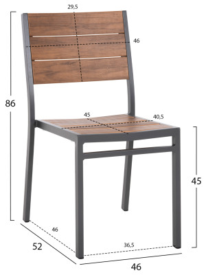 ΚΑΡΕΚΛΑ ΑΛΟΥΜΙΝΙΟΥ SAGA HM6063.02 ΣΚΟΥΡΟ ΓΚΡΙ ΜΕ POLYWOOD 46x52x86Υεκ.