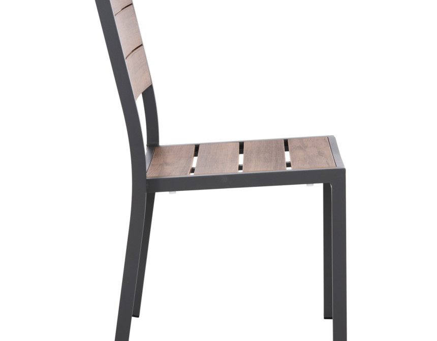 ΚΑΡΕΚΛΑ ΑΛΟΥΜΙΝΙΟΥ SAGA HM6063.02 ΣΚΟΥΡΟ ΓΚΡΙ ΜΕ POLYWOOD 46x52x86Υεκ.