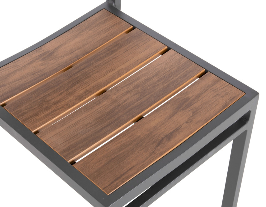 ΚΑΡΕΚΛΑ ΑΛΟΥΜΙΝΙΟΥ SAGA HM6063.02 ΣΚΟΥΡΟ ΓΚΡΙ ΜΕ POLYWOOD 46x52x86Υεκ.