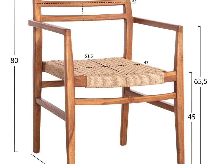 ΠΟΛΥΘΡΟΝΑ ΤΡΑΠΕΖΑΡΙΑΣ HERRIN HM18230 ΞΥΛΟ TEAK-ΣΧΟΙΝΙ VIRO 58x56x80Υεκ.
