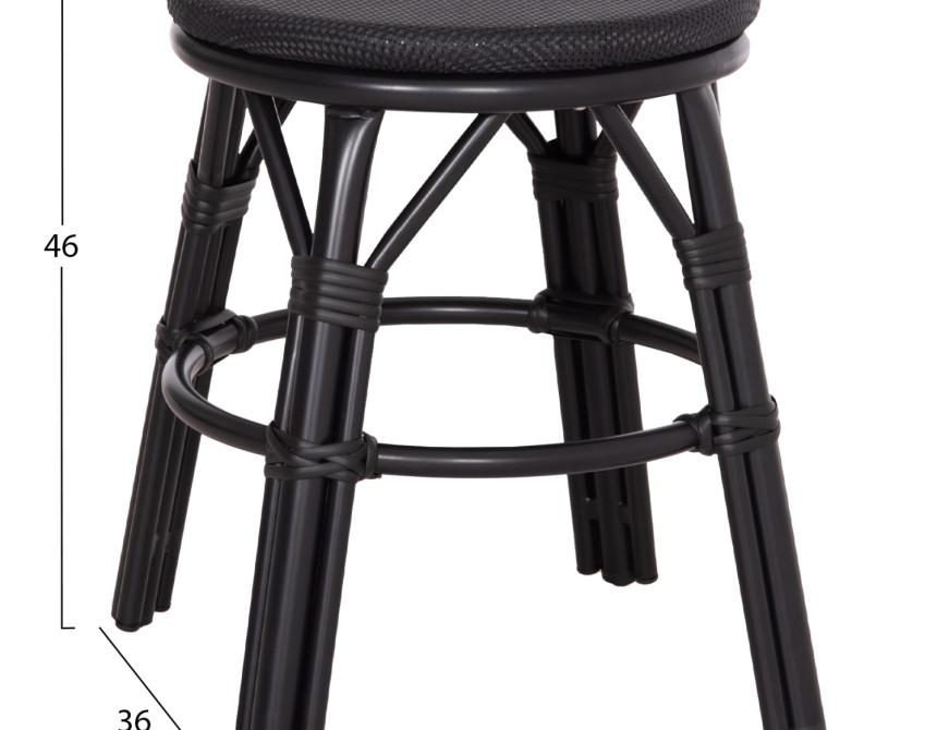 ΣΚΑΜΠΟ ΑΛΟΥΜΙΝΙΟΥ CHINO HM6285.02 BAMBOO LOOK & TEXTILENE ΣΕ ΜΑΥΡΟ Φ36x46Υεκ.