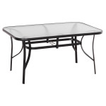 ΤΡΑΠΕΖΙ BRUNO 150X90Χ72Υεκ. ΜΕΤΑΛΛΙΚΟ ΜΑΥΡΟ ΜΕ ΓΥΑΛΙΝΗ ΕΠΙΦΑΝΕΙΑ HM5145.03