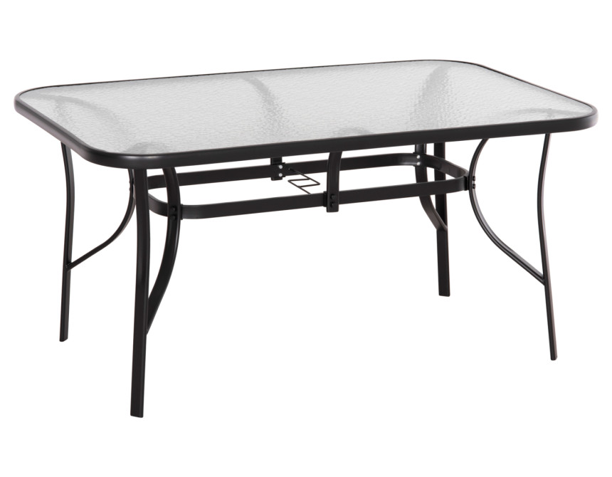 ΤΡΑΠΕΖΙ BRUNO 150X90Χ72Υεκ. ΜΕΤΑΛΛΙΚΟ ΜΑΥΡΟ ΜΕ ΓΥΑΛΙΝΗ ΕΠΙΦΑΝΕΙΑ HM5145.03