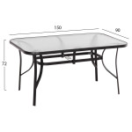 ΤΡΑΠΕΖΙ BRUNO 150X90Χ72Υεκ. ΜΕΤΑΛΛΙΚΟ ΜΑΥΡΟ ΜΕ ΓΥΑΛΙΝΗ ΕΠΙΦΑΝΕΙΑ HM5145.03